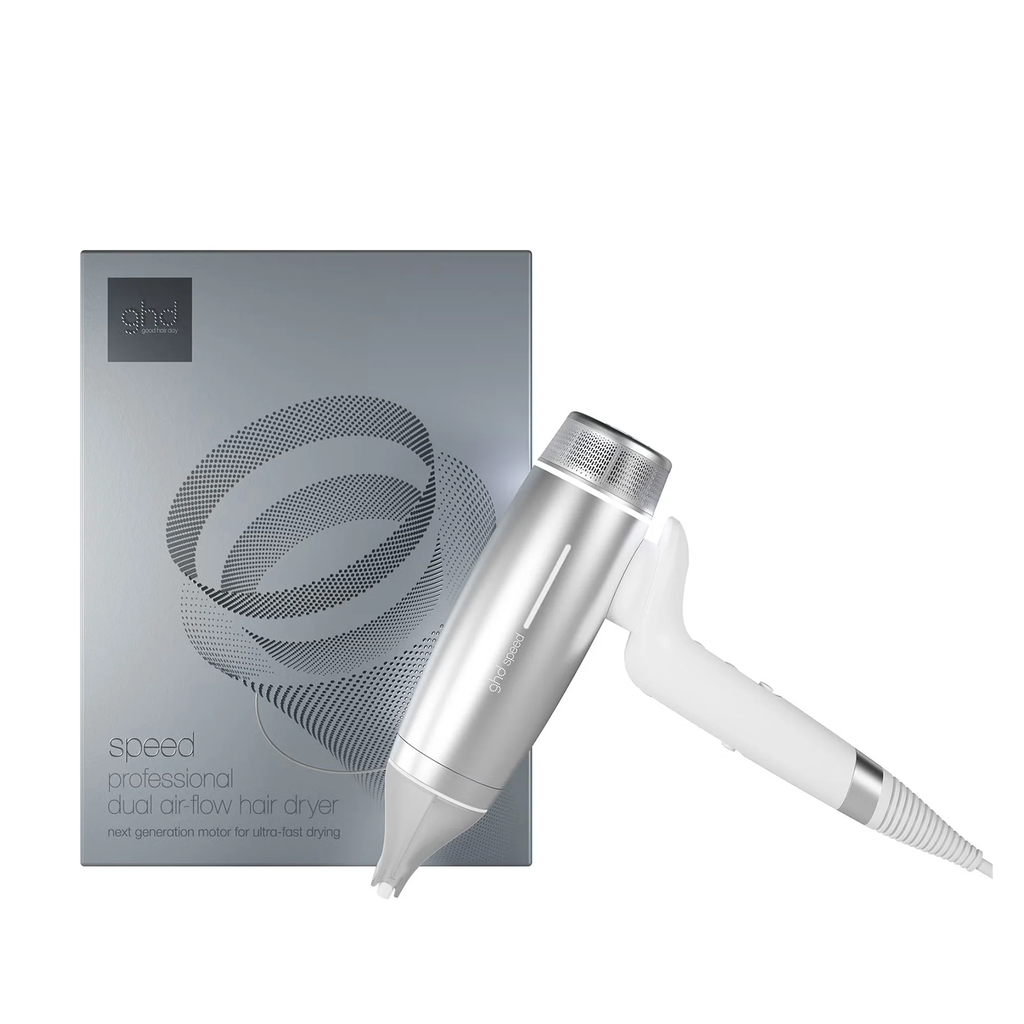 ghd Speed Iconic Hair Dryer in Silver White